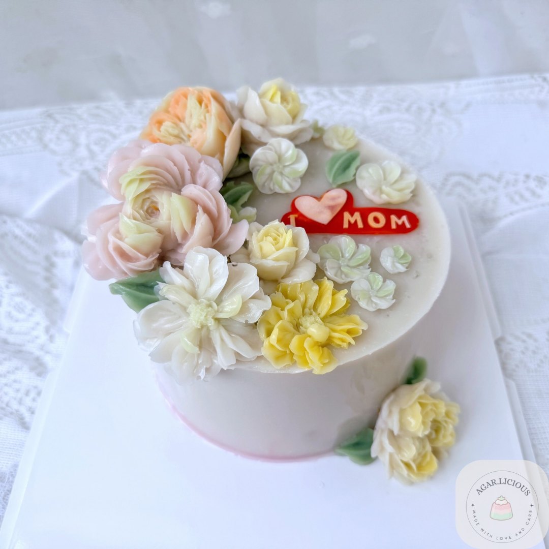 Mothers Day floral heart 3D jelly cake