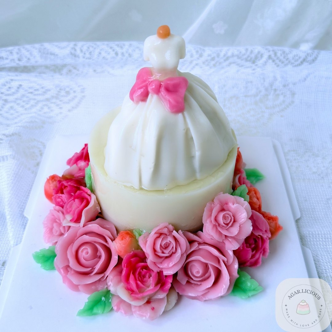 Elegant white rose dome 3D jelly cake Kuching