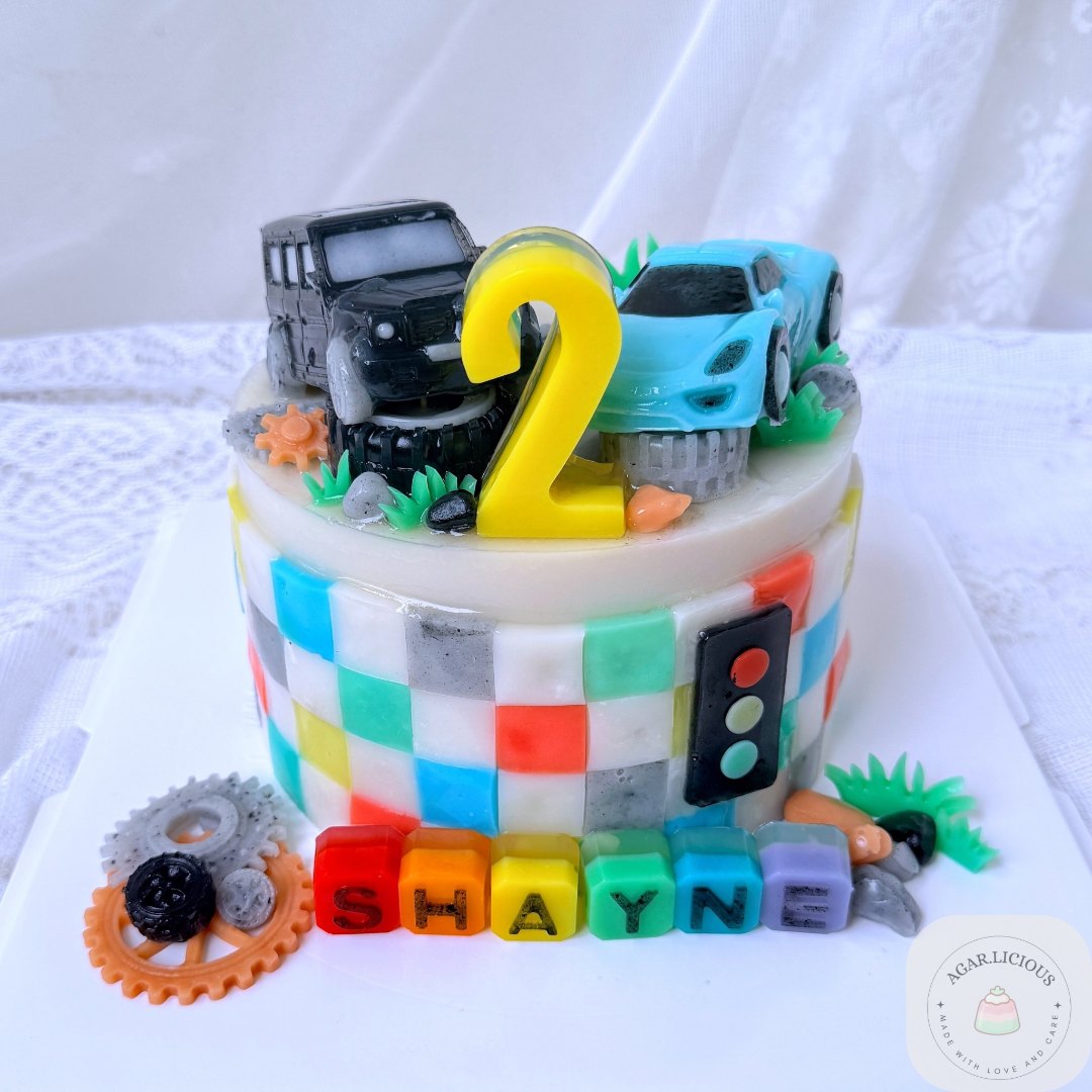 Truck and road theme kids 3D jelly cake
