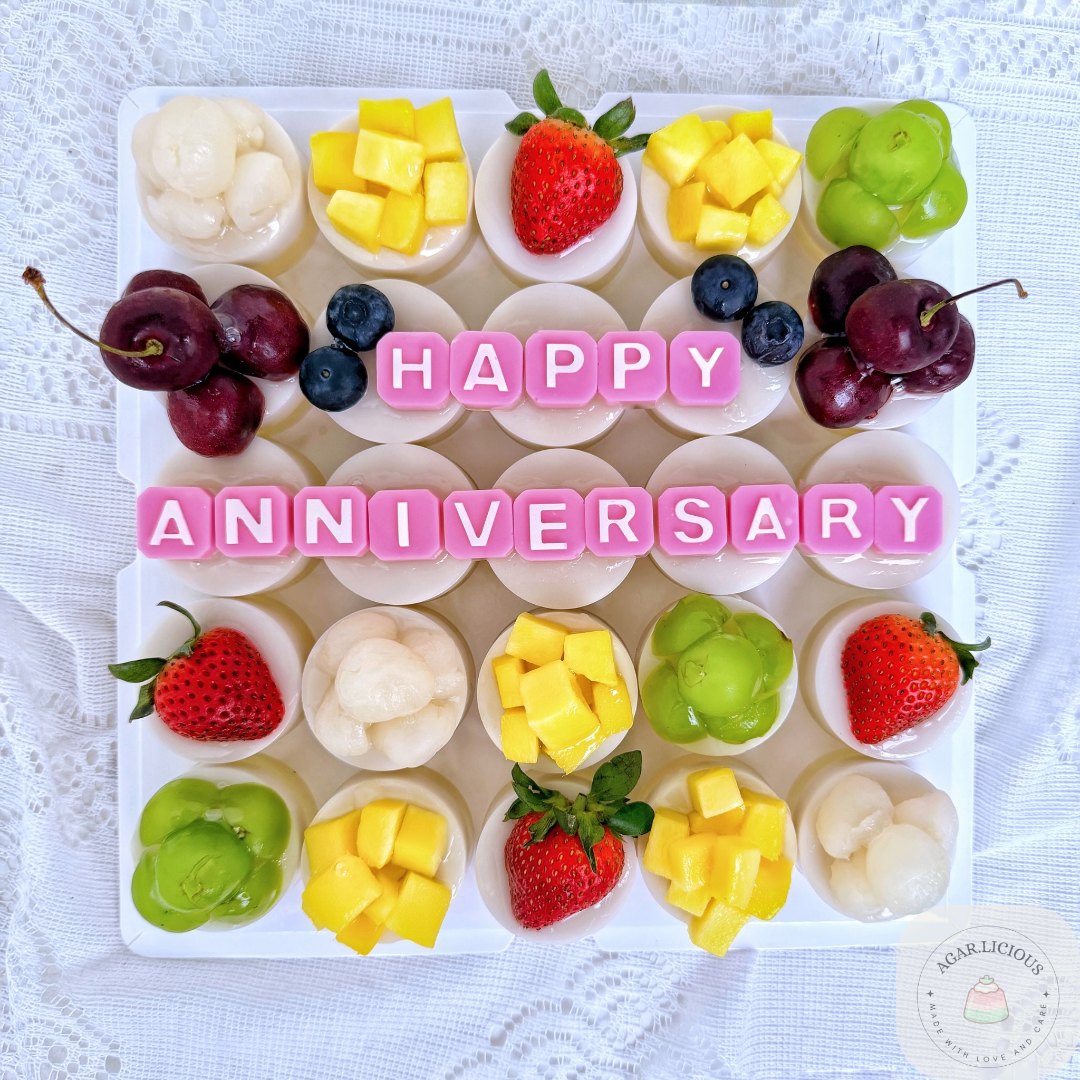 Anniversary fruit jelly cups Kuching