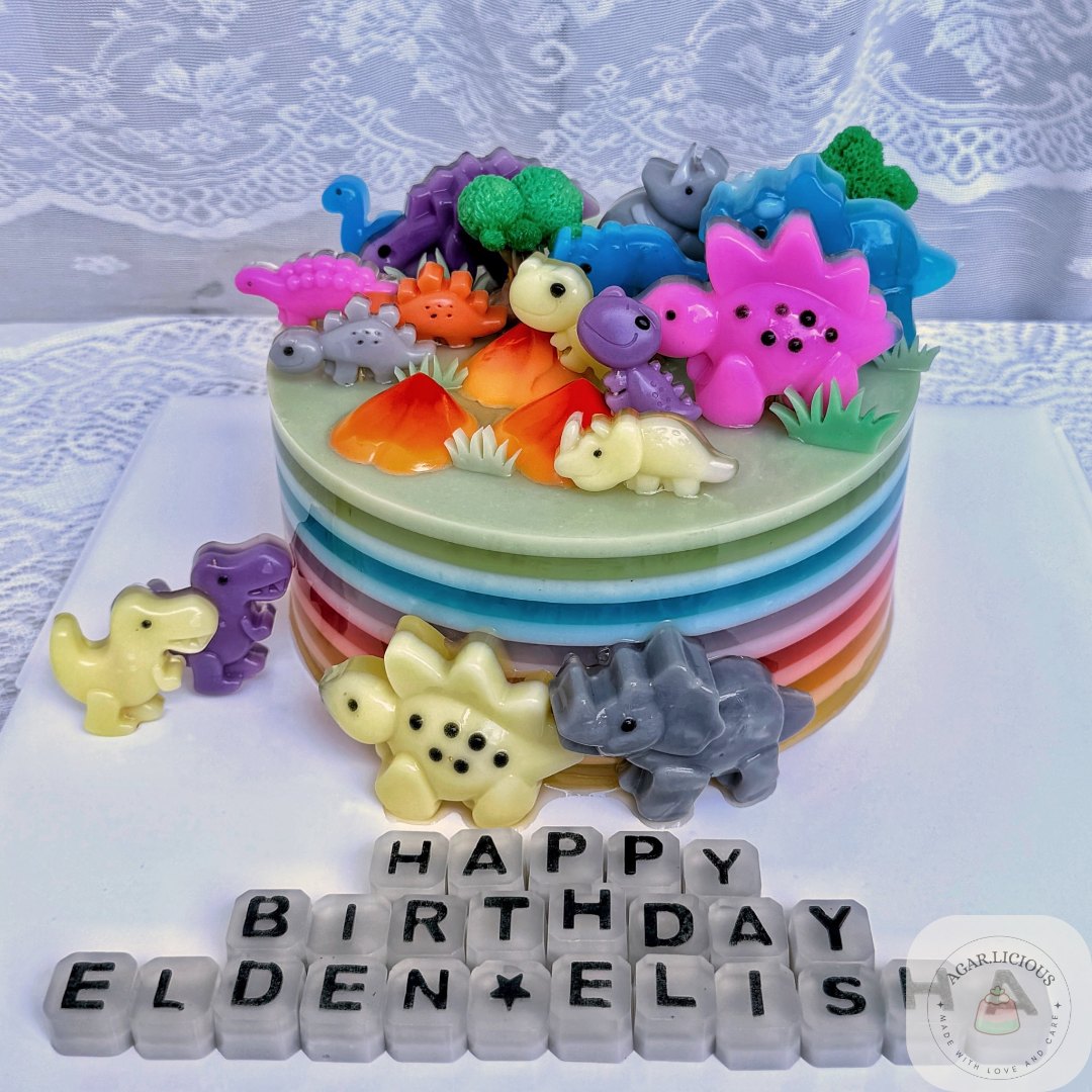 Dinosaur themed kids birthday 3D jelly cake Kuching